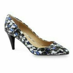 Joe’s Jeans Rudy White and Black Printed Leather Pump Heel